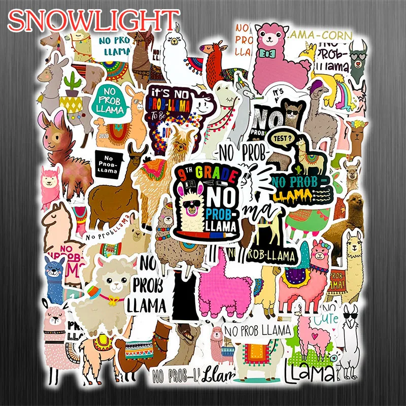 10/50Pcs/Set Alpaca Grass Mud Horse Cartoon Waterproof Sticker For Refrigerator Motorcycle Skateboards Laptop Luggage Toy Guitar