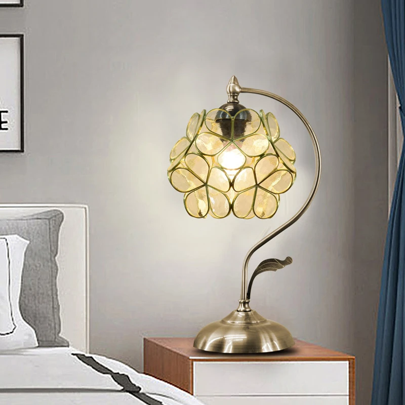 Lámpara de mesa Tiffany Retro, de noche para dormitorio, protección ocular, de escritorio, decoración de pétalos de con personalidad, luces de mesa|Lámparas de mesa LED| - AliExpress