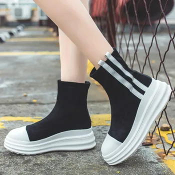 

Fashion Women Luxury Shoes Women Designers Sock Booties Ladies Comfortable Platform Increase Botas Mujer Invierno E15-06