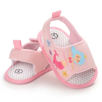 

2020 New Baby Girls Print Cartoon Princess Breathable Anti-Slip Summer Shoes Sandals Toddler Soft Soled First Walkers Shoes