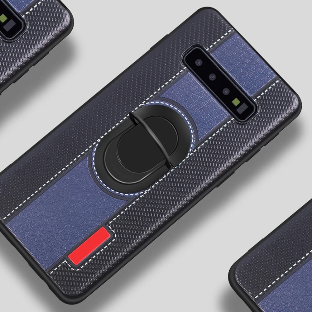 PU Магнитный держатель чехол для samsung Galaxy S10 Plus автомобильное крепление 360 Поворот палец кольцо Пряжка оболочка для A50 A40 мягкий TPU Funda