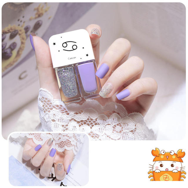 Nail Polish Set Two Bottles Glitter Scrub Can Tear No-bake Women Girl Cute Nail Polish Quick Drying Manicure Tools