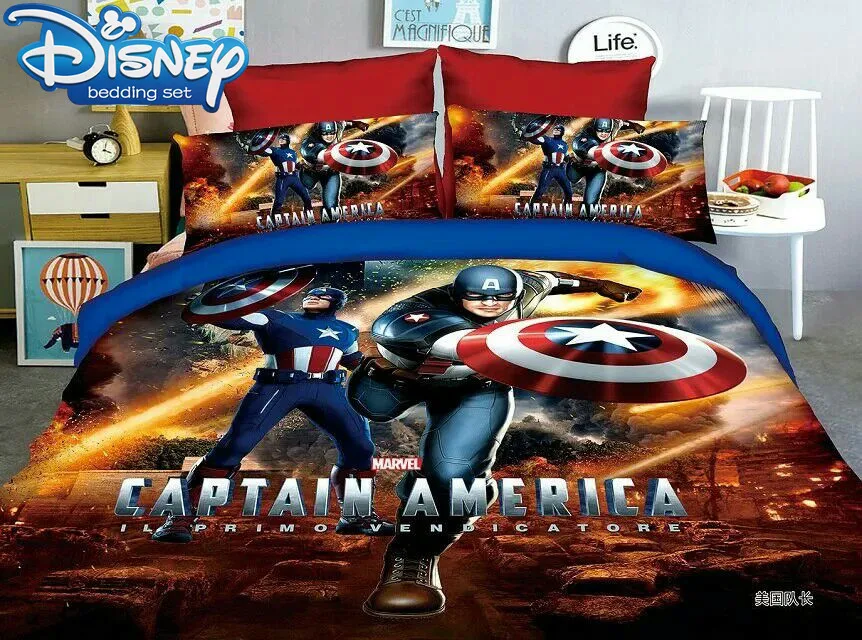 Avengers 3d Bedding Set Single Size Soft Cartoon Quilt Cover Pillow