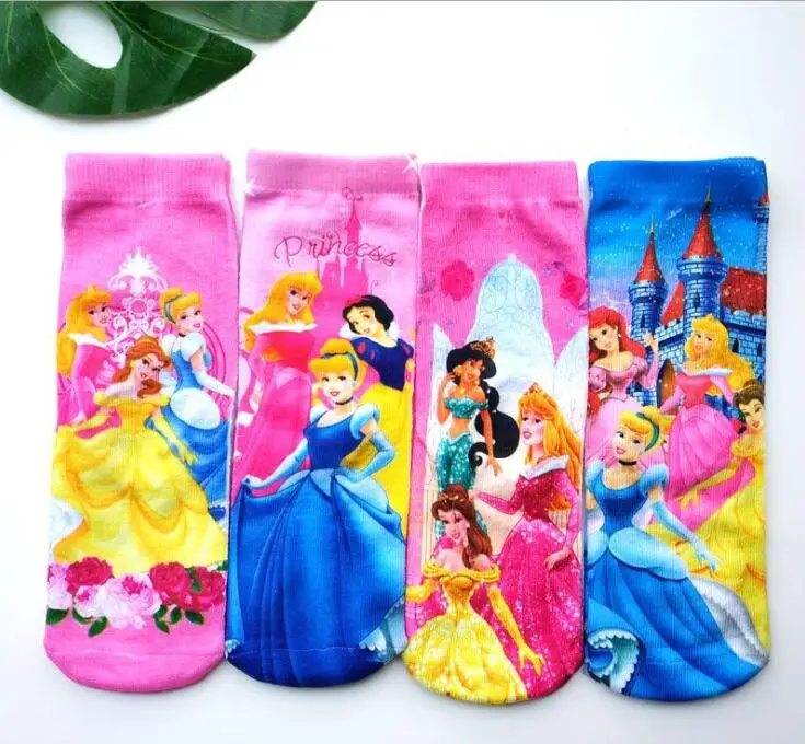 Hot Toys Cartoons Design Kids Mid-Length Socks Frozen Elsa Anna Princess Sofia Cars Mickey  Children Favorite Socks 2