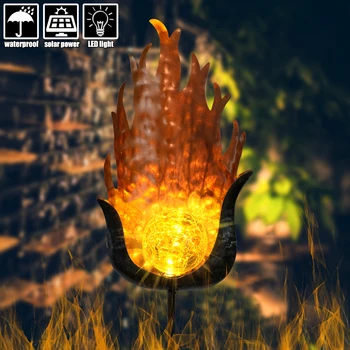 

Simulate Solar LED Light Flame Waterproof Walkway Path Lawn Lantern Lamp for Household Outdoor Courtyard Ornament