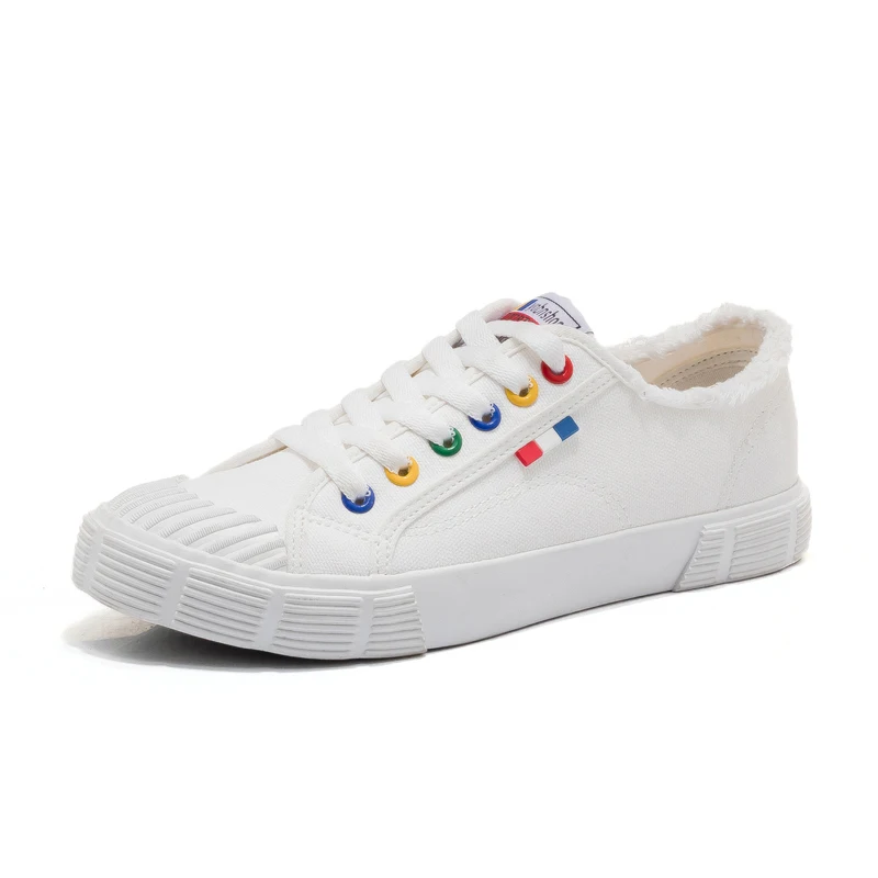 Женская белая парусиновая Обувь На Шнуровке однотонные туфли Zapatillas Deportivas Mujer