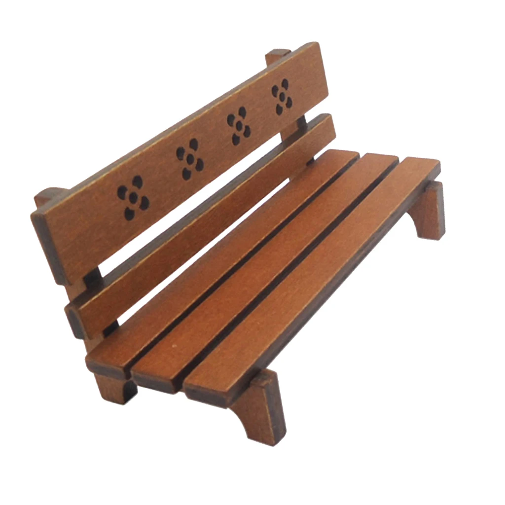 doll House  Wooden Garden Chair Miniature Dollhouse furniture Park Bench TO 