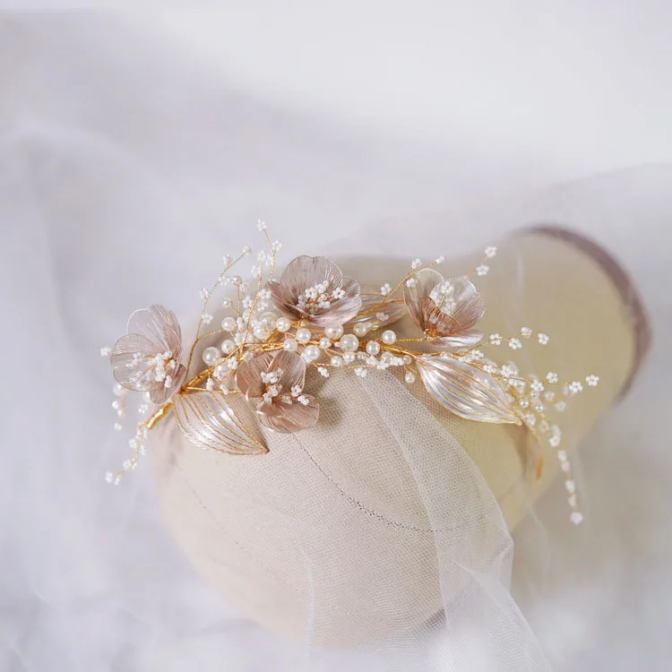 Baroque Headband Tiara Gold Color Flower Floral Hairband Headwear Women Headpiece Party Bridal Hair Accessories Wedding Jewelry