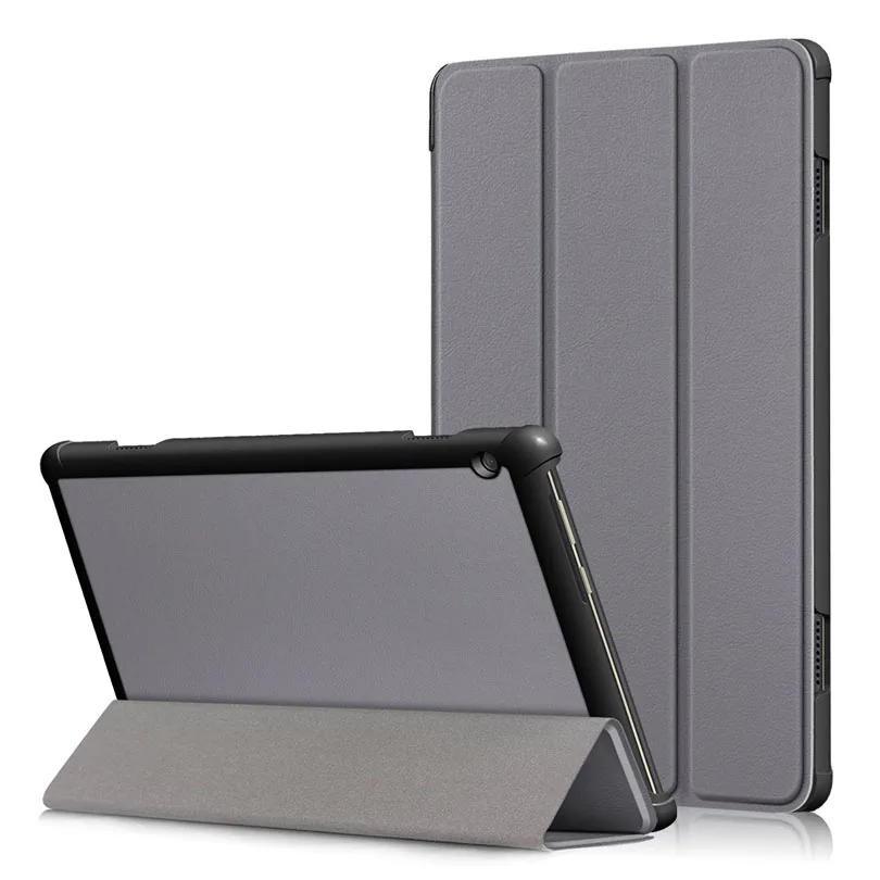 Тонкий чехол для lenovo Tab M10, TB-X605F, TB-X505F, 10,1 дюймов, планшет, магнит, из искусственной кожи, чехол-подставка для lenovo Tab M10, чехол - Цвет: Grey