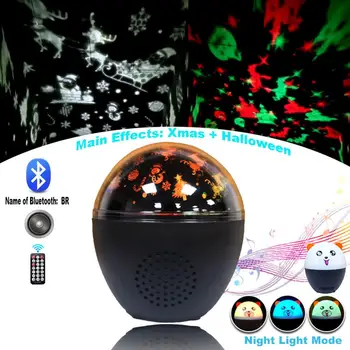 

LED Christmas Halloween Projector Night Light For Children Kids Room Bluetooth Remote Control Music Nightlight Baby Lamp Gifts