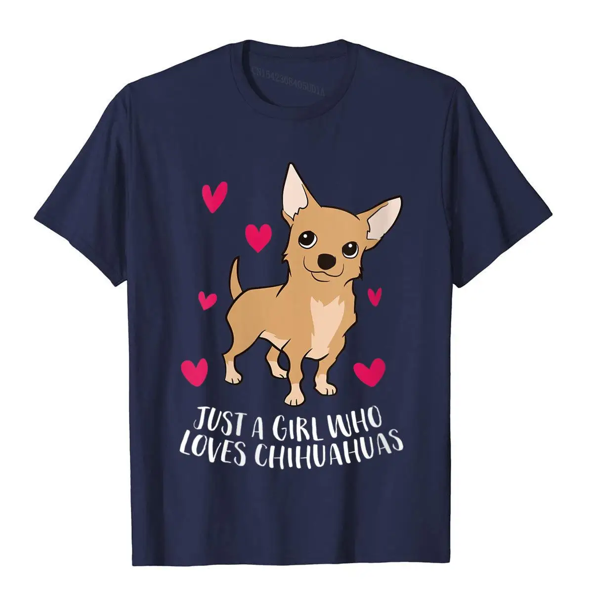 Womens Just a Girl Who Loves Chihuahuas Cute Chihuahua Dog Girl V-Neck T-Shirt__B5679navy