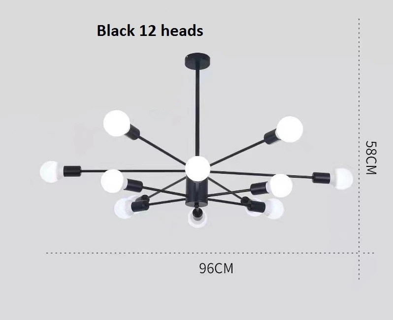 Black 8 heads LukLoy современная простая люстра, подвеска для гостиной, скандинавского ресторана, украшения, светильники, золотые и черные люстры для спальни - Цвет абажура: Black 8 heads