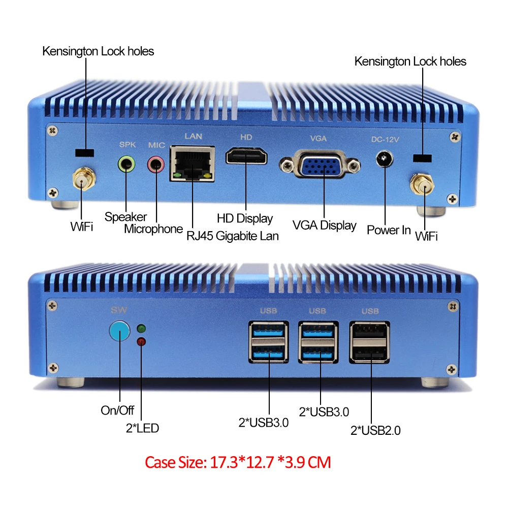 Безвентиляторный мини-ПК i7 i5 7200U i3 7100U DDR4/DDR3 Win10 Pro Barebone Nuc компьютер Win10 Pro Linux HTPC VGA HDMI WiFi Gigabit Lan