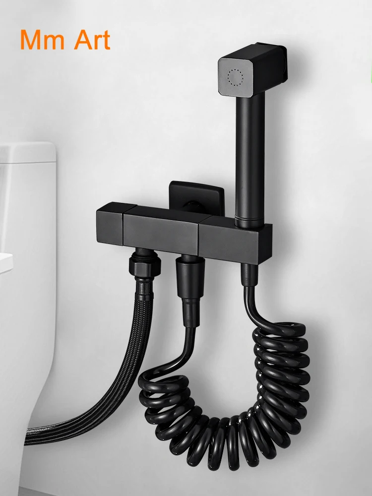 

Black Toilet Spray Gun Accessory Toilet Flusher Health Faucet Booster with Faucet