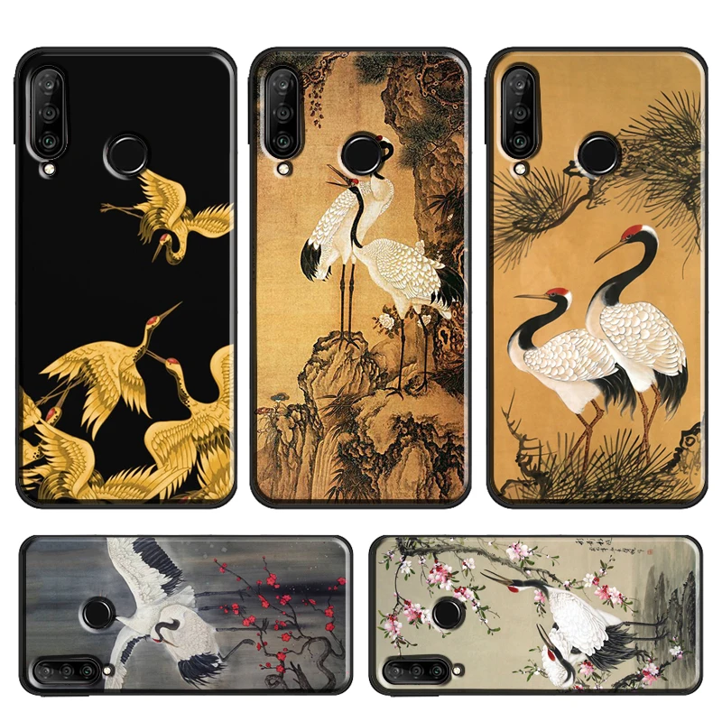 Чехол с красным журавлем для Huawei P Smart 2019 Z P30 Lite P20 P40 Pro Mate 20 Honor 10 i 8X 9X Nova 5T | Мобильные