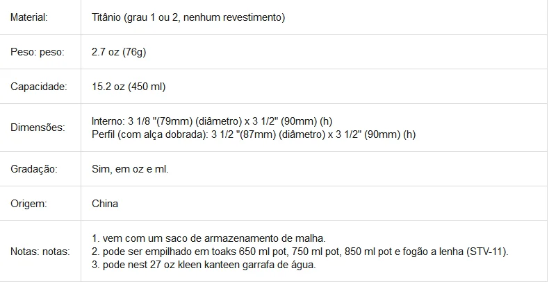Toaks titânio acampamento pote e copo(375 мл, 450 мл, 550 мл, 650 мл, 700 мл, 750 мл, 800 мл, 900 мл, 1100 мл, мл, мл