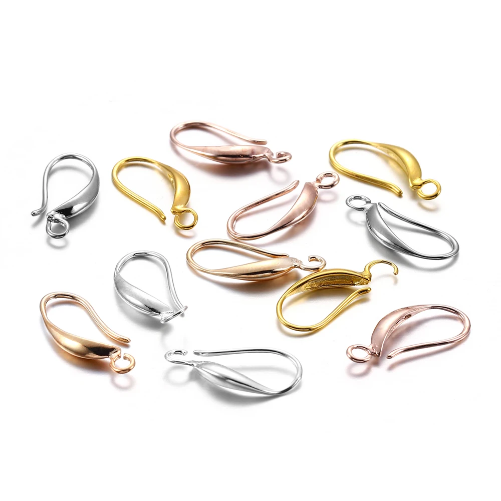 

12pcs 17x8mm Copper Rose Gold French Earring Hooks Ear Clasps Settings Ear Wires For DIY Jewelry Making Findings Accessories