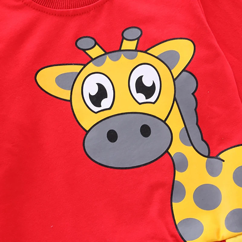 Autumn Baby Boys Girls Long Sleeve Cartoon Deer Sweatshirt Tops+Deer Pants Trouser Costume Set