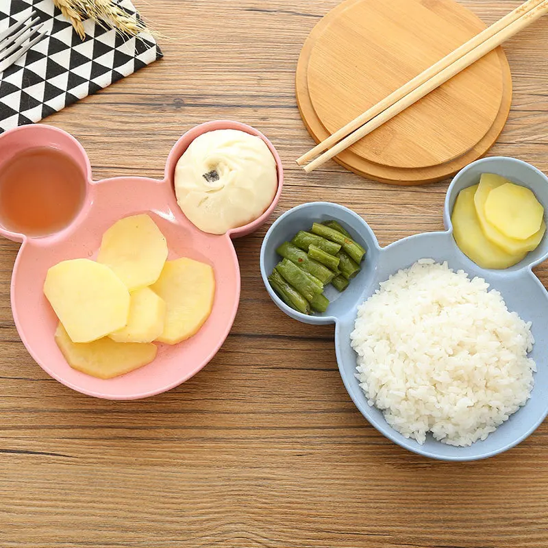 Пшеничная соломенная чаша детская посуда с рисунком детский обеденный тарелка детская тренировочная чаша Микки тарелка для детей