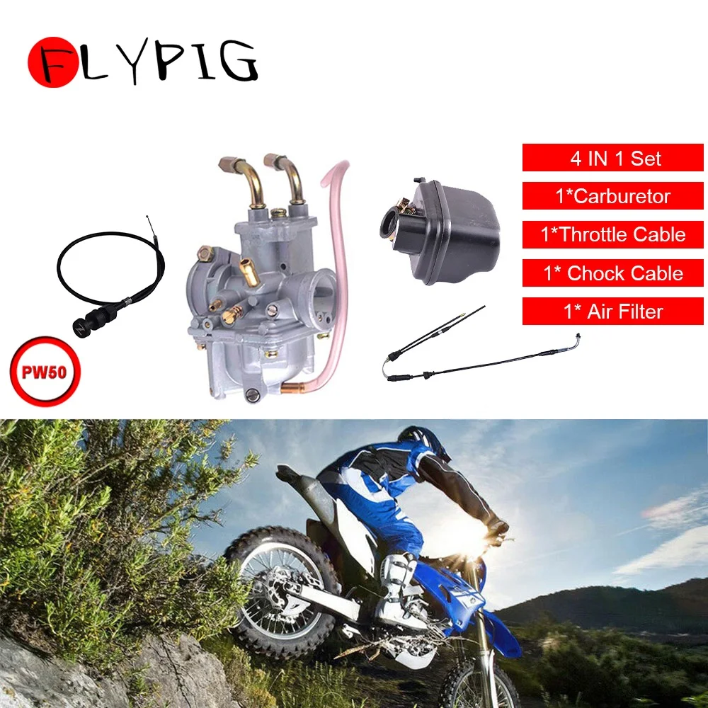 Flypig Carburatore Capby E Filtro Scatola Filtro Aria E Cavo Starter Acceleratore Per Yamaha Peewee Pw50 Y-Zinger 50