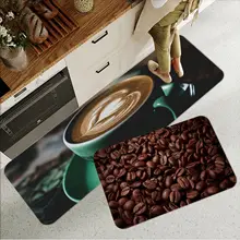 

Coffee Printed Flannel Floor Mat Bathroom Decor Carpet Non-Slip For Living Room Kitchen welcome Doormat