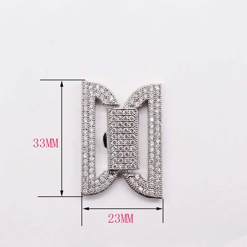 2pcs/lot 33x23mm Women's High Qualit Classic Zircon, multi-row bracelet clasp accessories