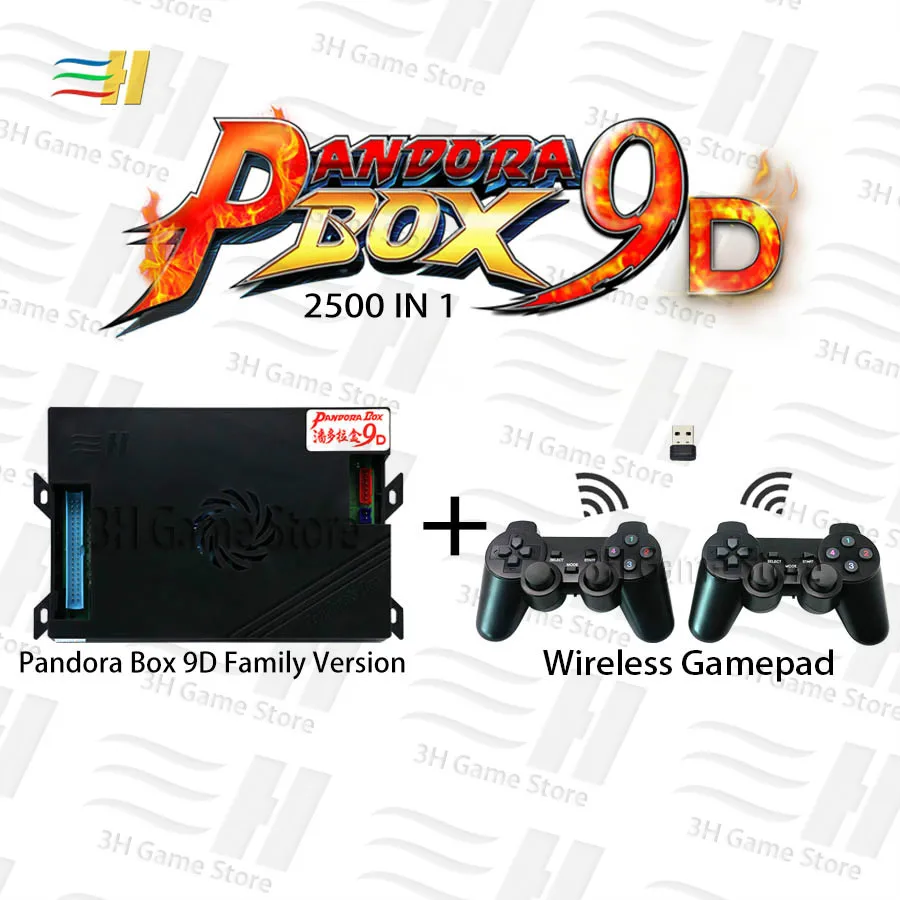 Pandora Box 9d 2500 В 1 семейная Версия Поддержка 3P 4P игры HDMI VGA выход HD 720P для консольного шкафа 3D tekken Mortal Kombat - Цвет: 9D wireless gamepad