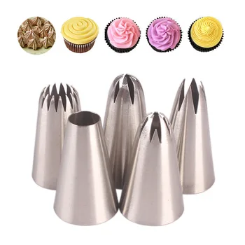 

Medium Decorating Nozzle 5 Pieces Stainless Steel Baking Tool Cross Border 5 PCS