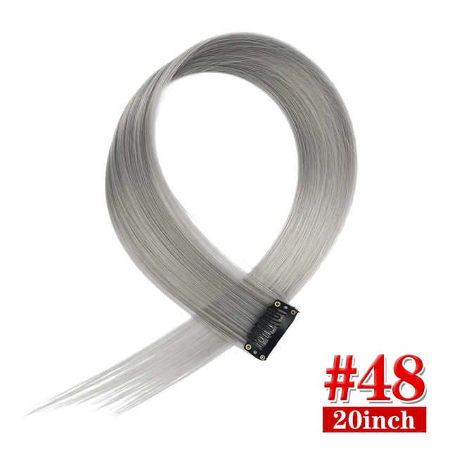 Clip in Hair Extensions Highlights Straight Long Hairpiece Hair Accessories for Girls Women Kids Doll Hair Pieces Wigs Pieces 48