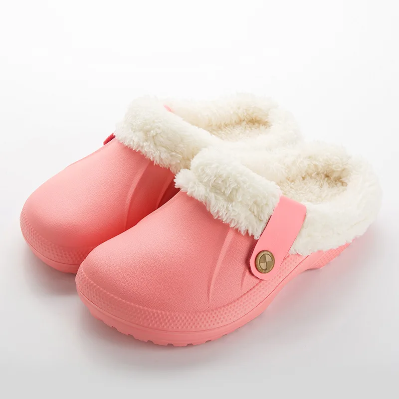 Повседневные Крокус-сабо с мехом, зимняя обувь для мужчин, мягкие плюшевые тапочки, флисовая подкладка, домашние теплые тапочки, меховая обувь
