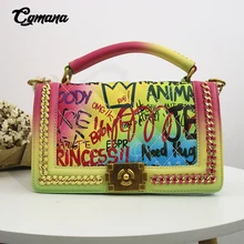 Граффити цепи сумки для женщин радужные цвета роскошные сумки женские сумки дизайнерские сумки на плечо Модные женские кошельки и сумки