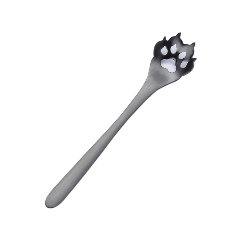 Cute Mini 304 Stainless Steel Claw Shape Coffee Spoon Household Cake Spoon Tableware Stirring Spoon Long Handle Cat Claw Dog - Цвет: D4