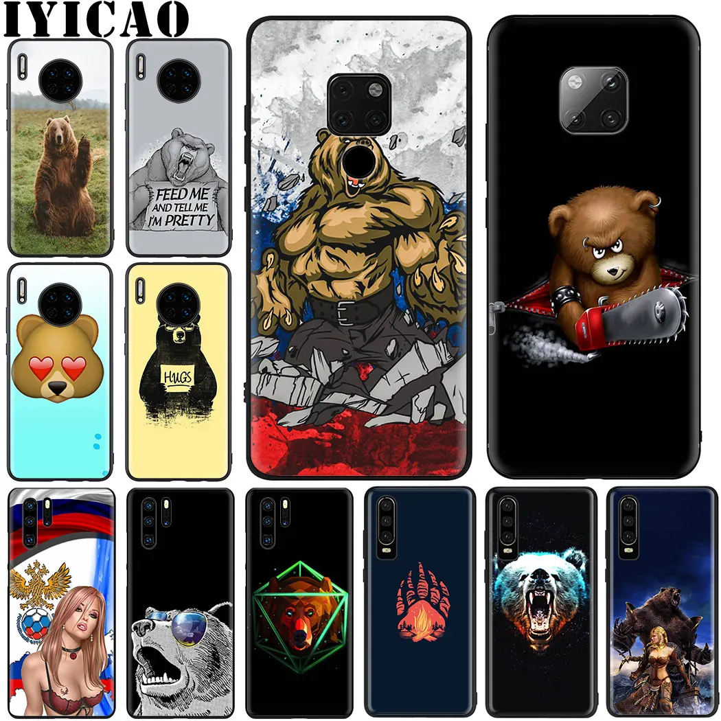 Флаг России Черный Медведь Мягкий чехол для Honor 6A 7A Pro 7C 7X8 Lite 8X 8c 8 9 10 9X Note 20 вид 8A 20S |