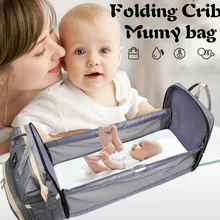 Bolsa impermeable para mamás, cuna plegable portátil, bolsa de maternidad multifunción de gran capacidad, mochila para bebé fuera de la cama