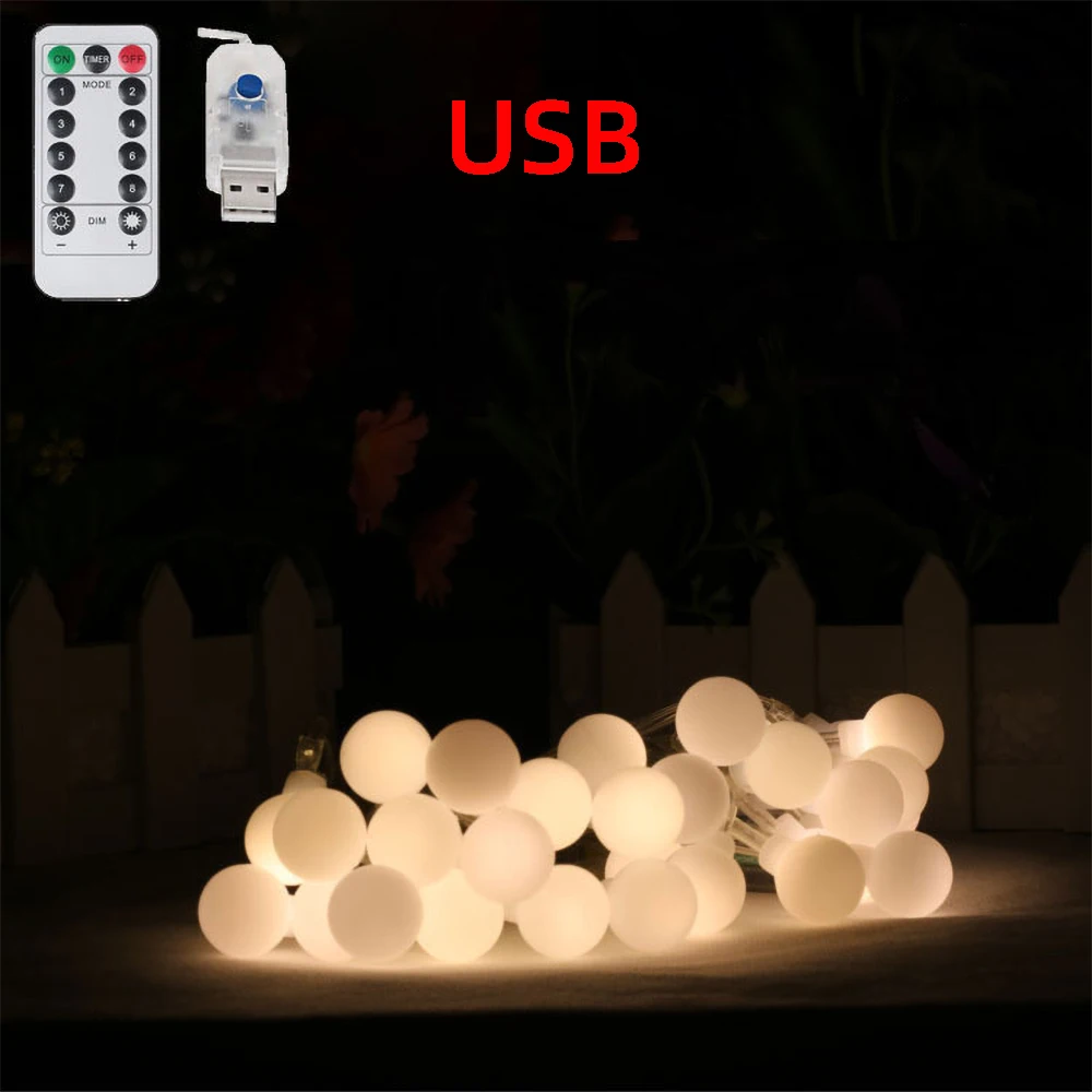 USB remote control ball light string Christmas Fairy Light Garlands For Wedding Party indoor outdoor lighting Holiday Decoration