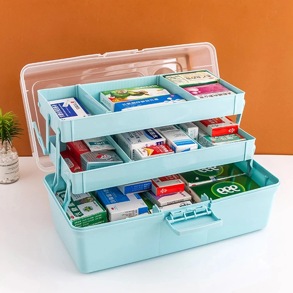 Jrechio Portable Medicine Box Cabinet Case 2 Layers Medical
