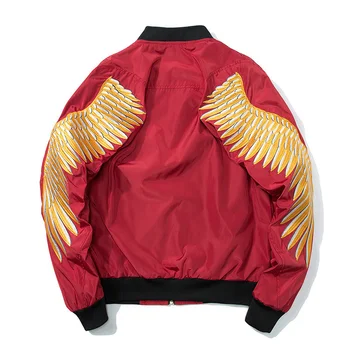 

2018 Mens Spring Autumn Jacket Embroidery Wing Men's Jacket Hip Hop Fashion Outwear Stand Men Coat Bomb Baseball Jackets
