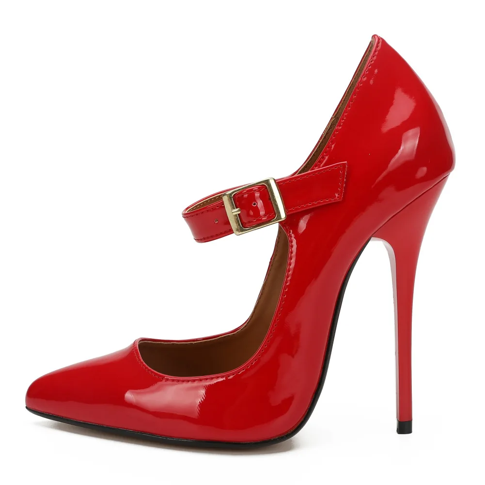 

Men And Women Large Size Ultra High Thin Heeled Pointed-Toe Patent Leather Four Seasons Single Shoes Sexy Stage Mesh Women's