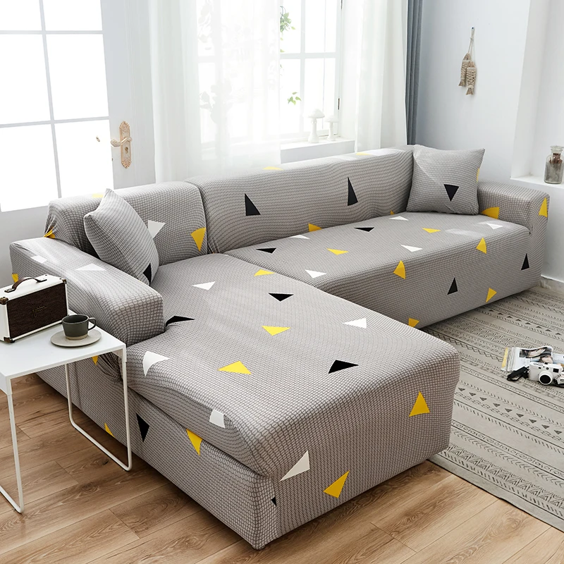 L-Shaped Sofa Cover Corner Sofa Slipcovers Elastic Chaise Cover 1/2/3/4 Seater Stretch Sectional Couch Armchair Cover Protector