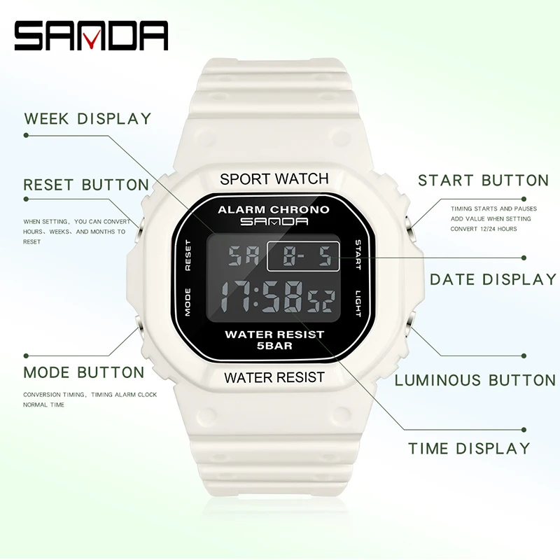 Новые модные спортивные часы мужские военные часы с будильником ударостойкие водонепроницаемые цифровые часы reloj hombre