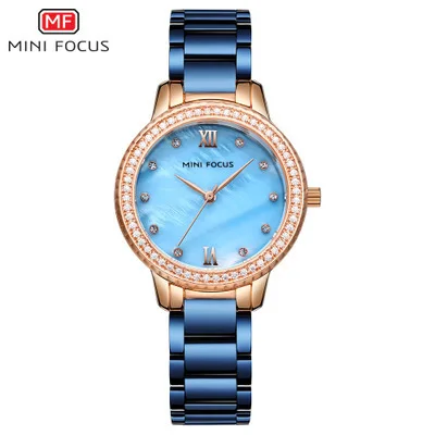 

Mini FOCUS Fashion Light Luxury Diamond Set WOMEN'S Quartz Watch Import Movement Fritillary Surface Waterproof Steel Belt Women'