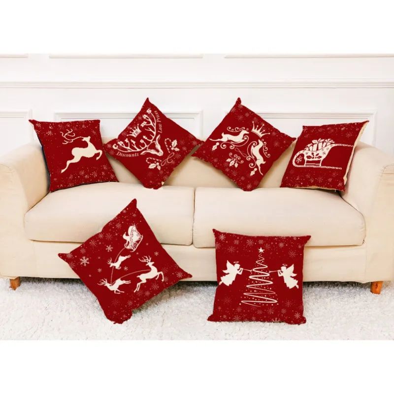 

45 x 45cm Christmas Throw Pillow Covers, Decorative Square Cushion Case For Sofa Home Living Room