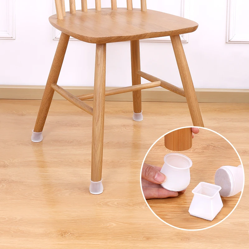 16PCS Chair Leg Cover Caps Felt Pads Furniture Feet Socks Silicone Round Square Anti Slip Table Leg Mat Floor Protectors