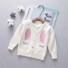 Новая осенне-зимняя детская одежда милый свитер Кардиган для девочек с кроликом