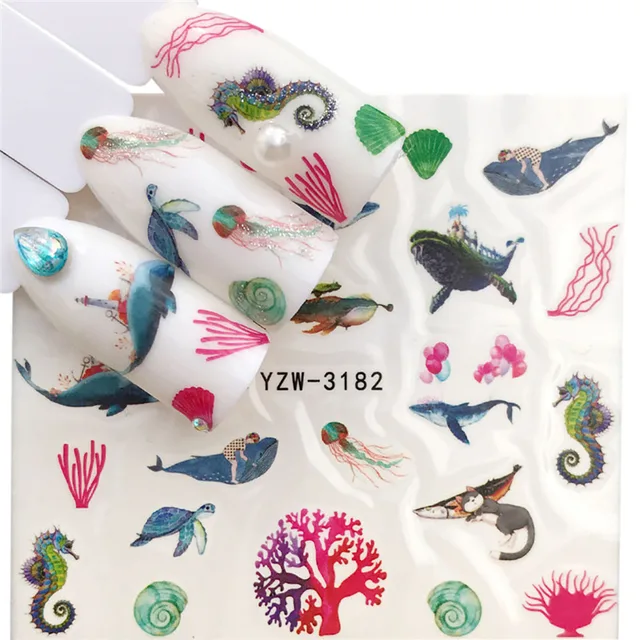 Nail Stickers Sliders For Nails Winter Sticker Elk Figure Nail Art Decorations Wolf Animal Transfer Watermark Water Slider YZW-3182