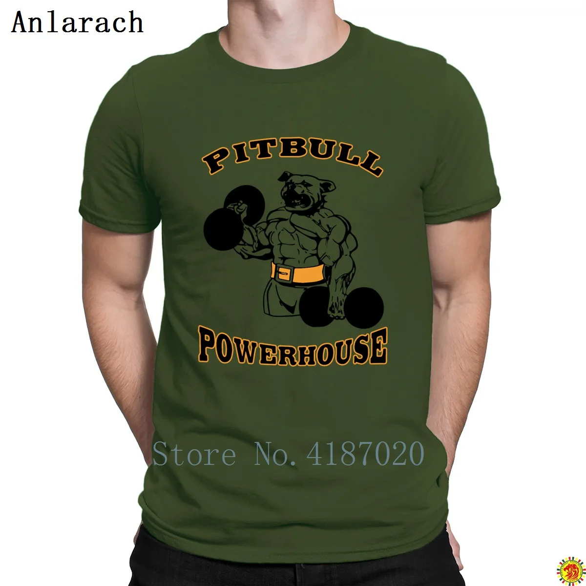 

Pitbull Powerhouse Workout Bodybuildings Gyms T-Shirts Summer Style Homme Graphic Personalized T Shirt For Men Round Neck