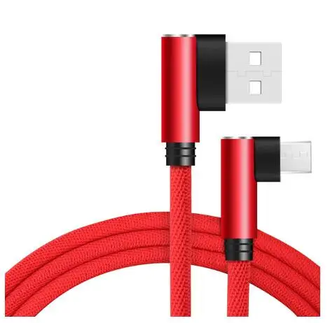 0,25 м/1 м/2 м Micro USB L 90 градусов 2.4A Быстрая зарядка USB зарядный кабель для samsung S7/sony/Xiaomi/huawei/LG microusb нейлоновый кабель - Цвет: Red