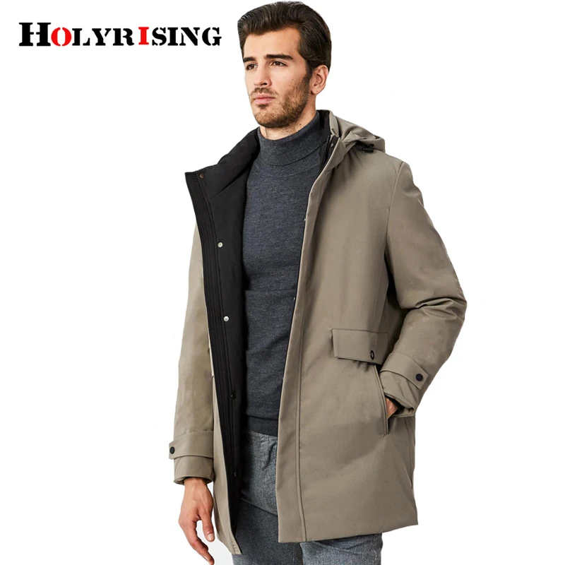 Holyrising мужские пуховики длинные Abrigos Mujer Invierno с капюшоном Homme Duvet De Canard Veste теплая верхняя одежда 19017-5
