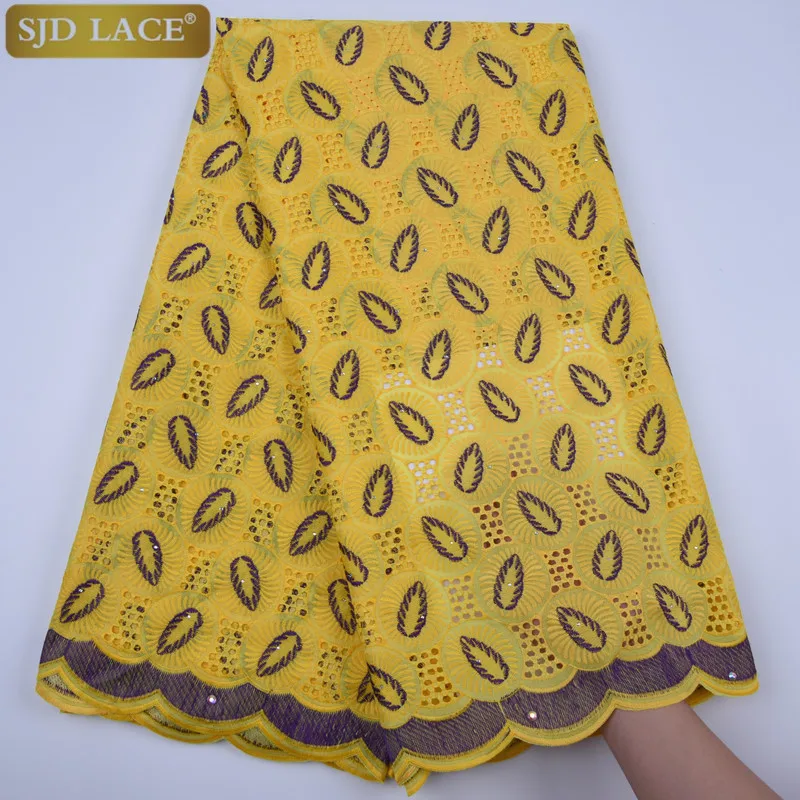 Swiss Voile Lace In Switzerland High Quality Eyelet African Dry Lace Fabric Embroiderey Yellow Cotton For Wedding Dress A1747 - Цвет: As picture