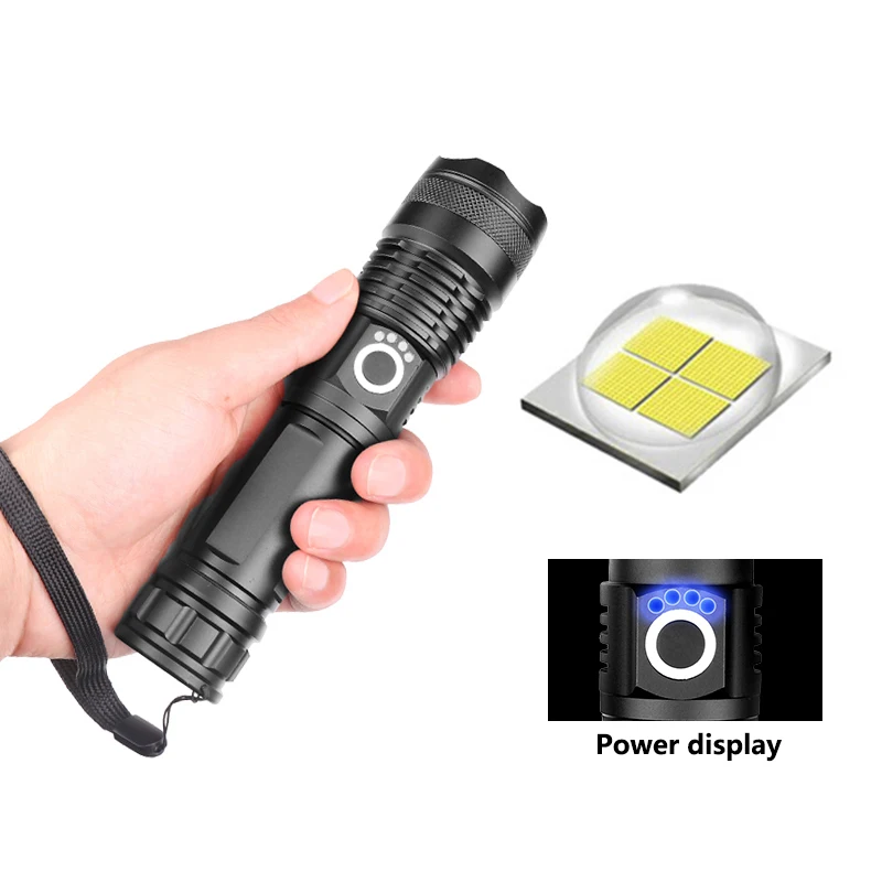 

New XHP50 Powerful LED Flashlight USB Zoom Torch XHP50 Aluminum Alloy Flashlight SF66